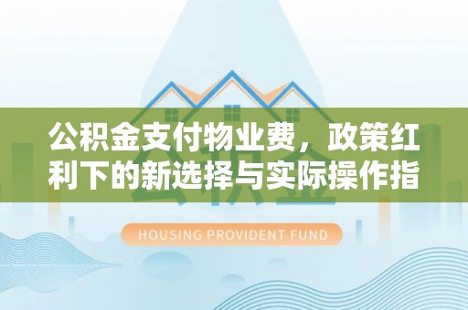 叙永公积金支付物业费，政策红利下的新选择与实际操作指南