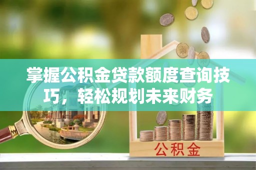 叙永掌握公积金贷款额度查询技巧，轻松规划未来财务