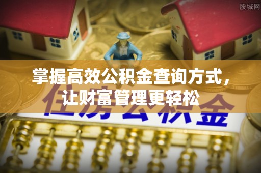 叙永掌握高效公积金查询方式，让财富管理更轻松