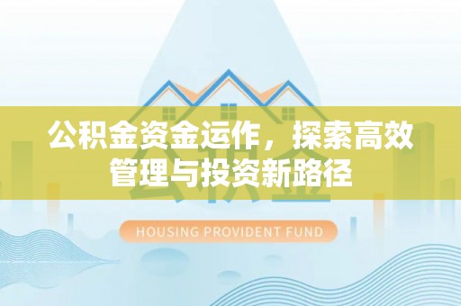 叙永公积金资金运作，探索高效管理与投资新路径