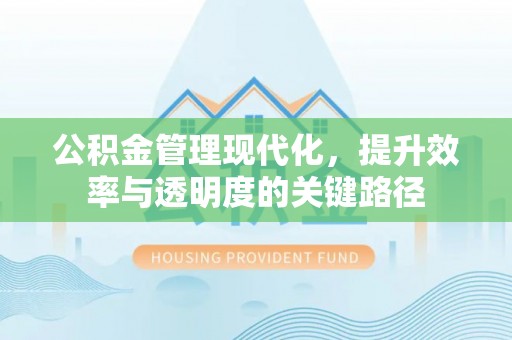 叙永公积金管理现代化，提升效率与透明度的关键路径